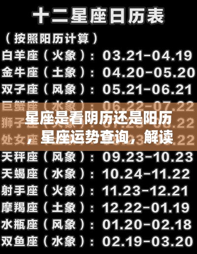 星座时间解析，阴历还是阳历？运势查询与解读指南