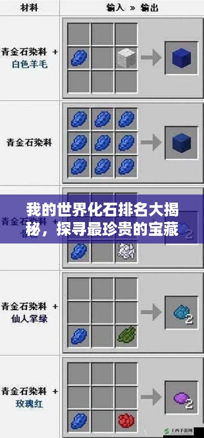 我的世界化石排名大揭秘,探寻最珍贵的宝藏
